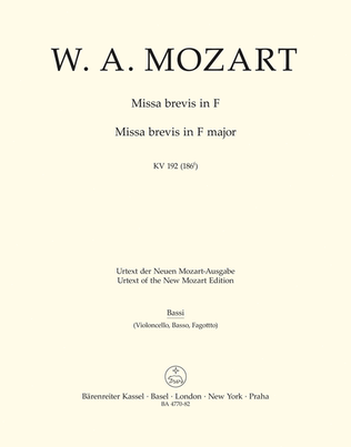 Book cover for Missa brevis F major, KV 192 (186f)