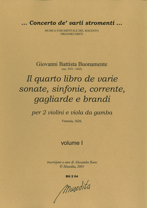 Book cover for Il quarto libro de varie sonate, sinfonie, gagliarde, correnti e brandi (Venezia, 1626)