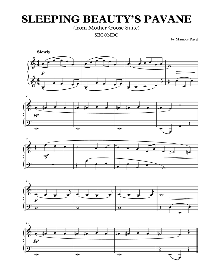 Sleeping Beauty's Pavane (from Mother Goose Suite) 1 Piano, 4-Hands scores gallery preview page 1