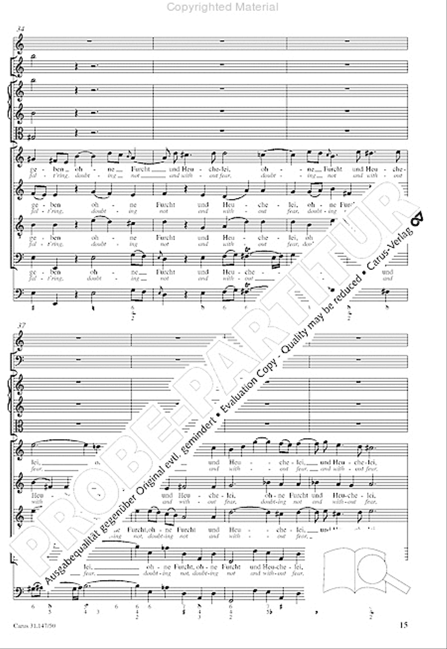 Heart and mouth and thought and action (Herz und Mund und Tat und Leben) (Herz und Mund und Tat und Leben) 4-Part scores gallery preview page 17