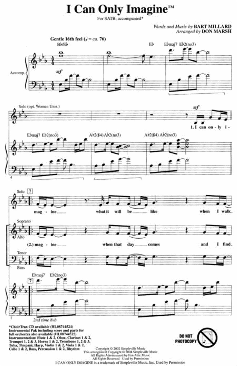 I Can Only Imagine 4-Part scores gallery preview page 2