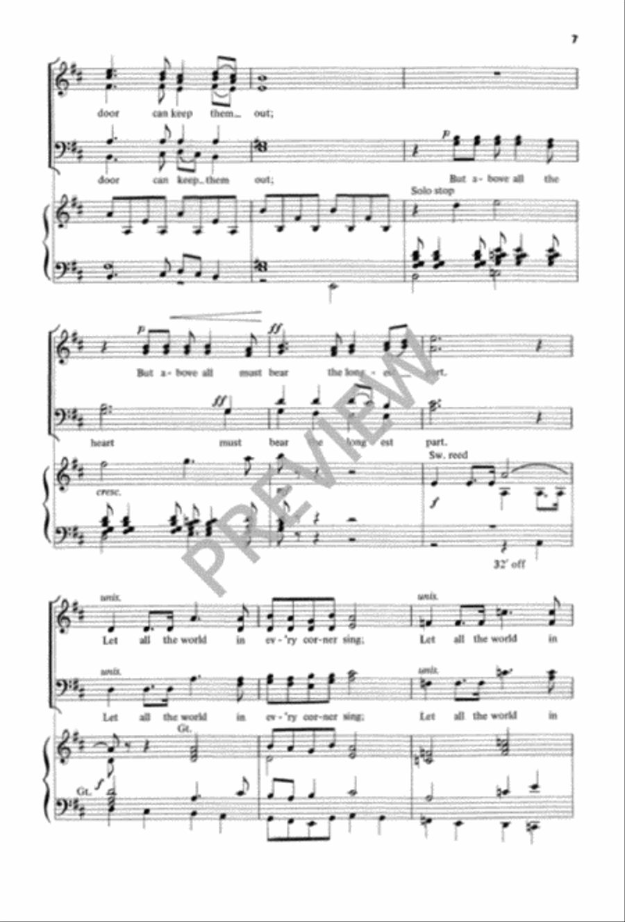 Let All the World in Every Corner Sing 4-Part scores gallery preview page 8