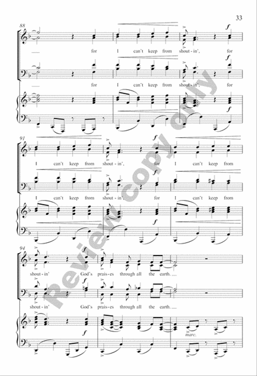 Three Gospel Choruses Divisi scores gallery preview page 52