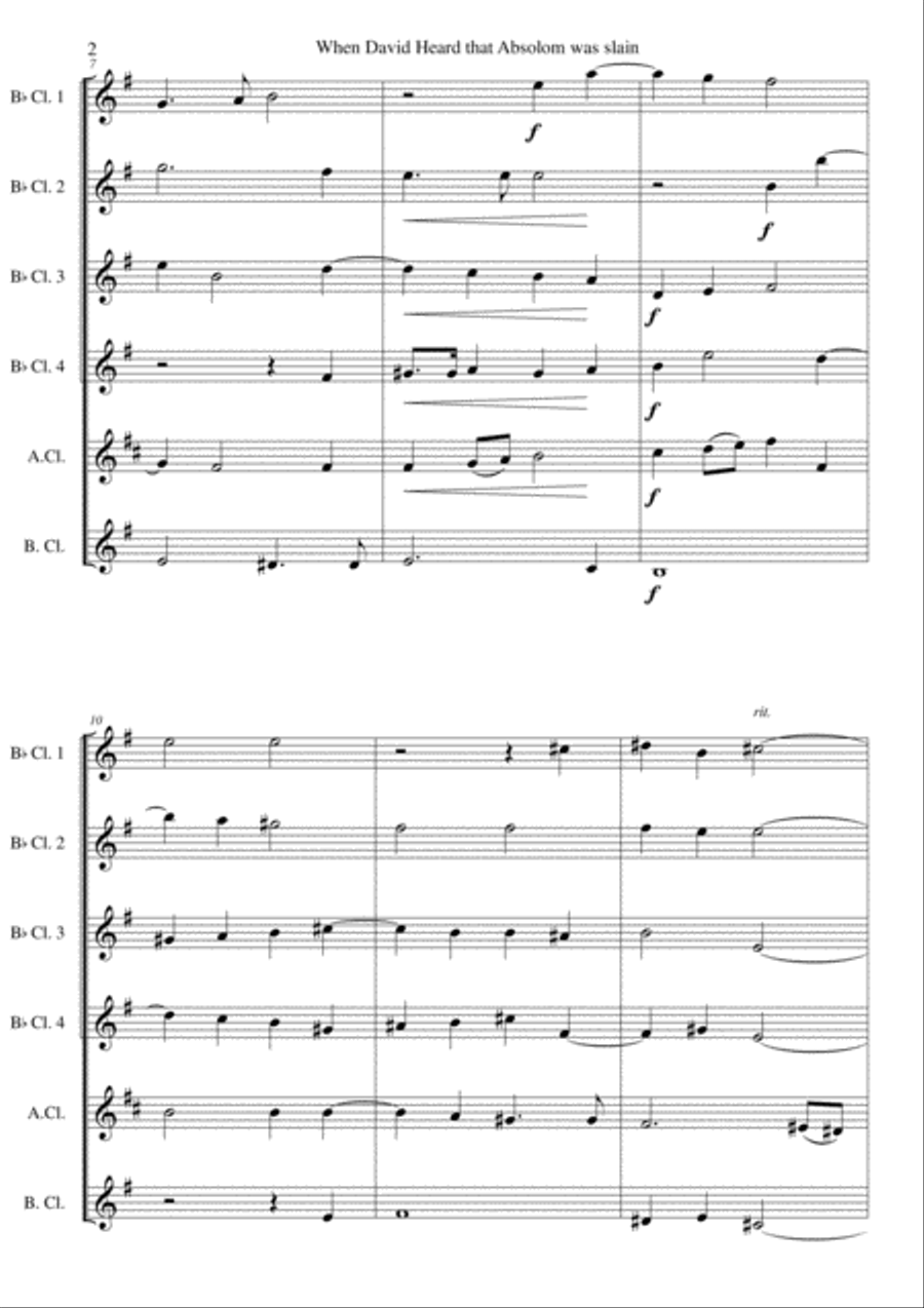 When David heard that Absalom was slain (clarinet sextet) Clarinet Solo scores gallery preview page 2
