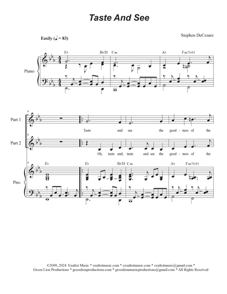 Taste And See (2-part choir) image number null