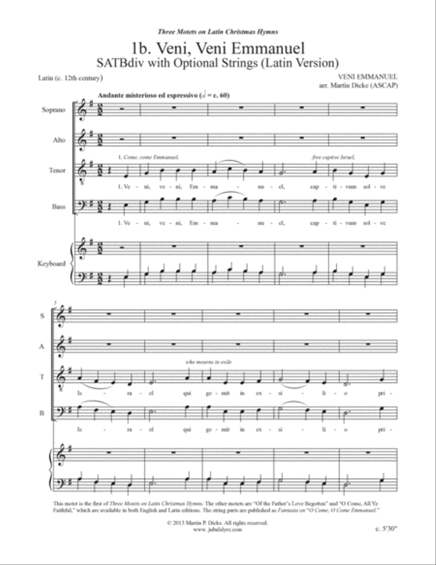 Veni, Veni Emmanuel (SATBdiv) 4-Part scores gallery preview page 2