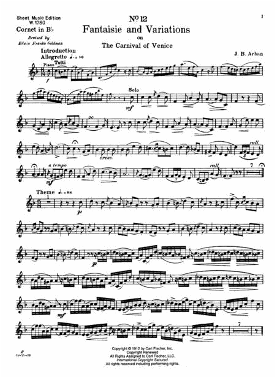 Fantaisie and Variations on 'The Carnival of Venice' Trumpet Solo scores gallery preview page 3