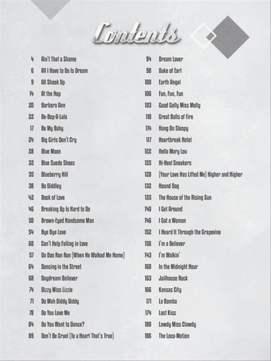 100 Rock 'n' Roll Standards Piano, Vocal, Guitar scores gallery preview page 2
