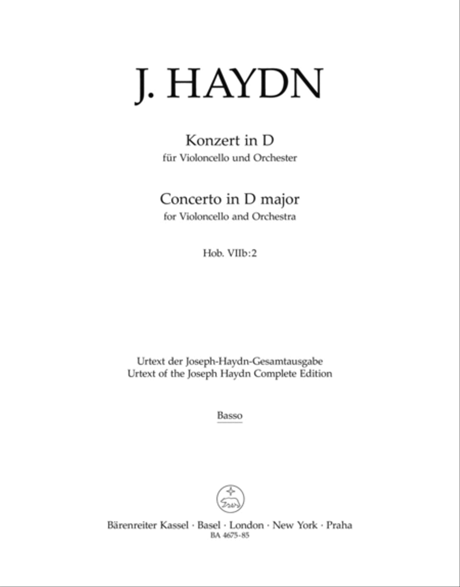 Concerto for Violoncello and Orchestra in D major Hob. VIIb:2 Double Bass scores gallery preview page 1