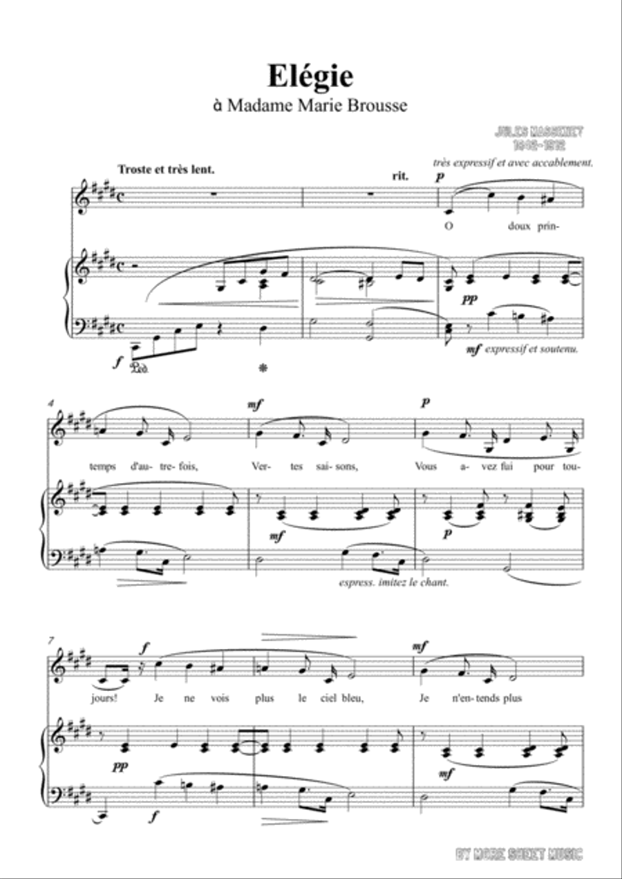 Massenet-Elégie in c sharp minor,for Voice and Piano Voice Solo scores gallery preview page 3