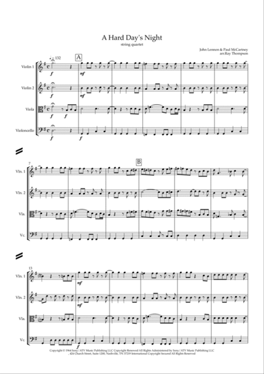 A Hard Day's Night String Quartet scores gallery preview page 2