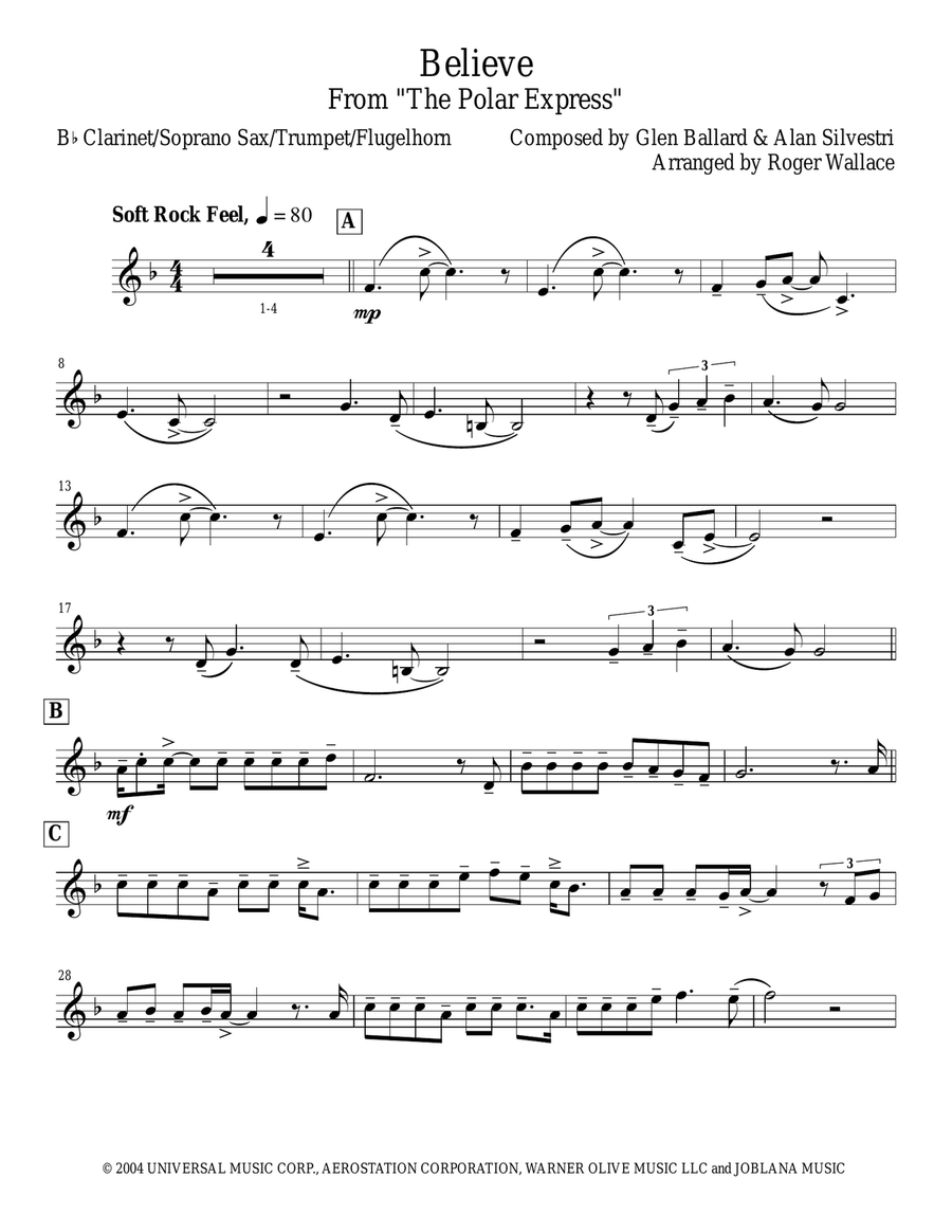 The Polar Express from Warner Bros. Pictures' THE POLAR EXPRESS B-Flat Trumpet scores gallery preview page 1