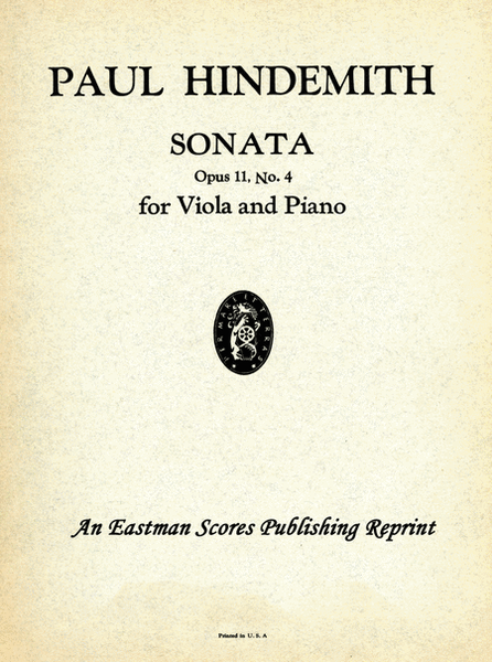 Sonata, Opus 11, No. 4 : For Viola and Piano