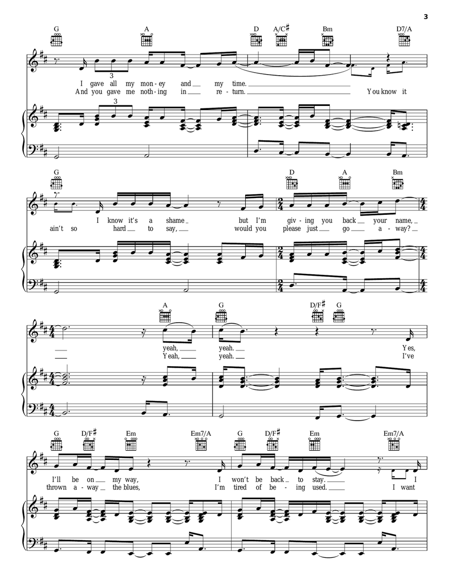 Sail On Piano, Vocal, Guitar scores gallery preview page 3