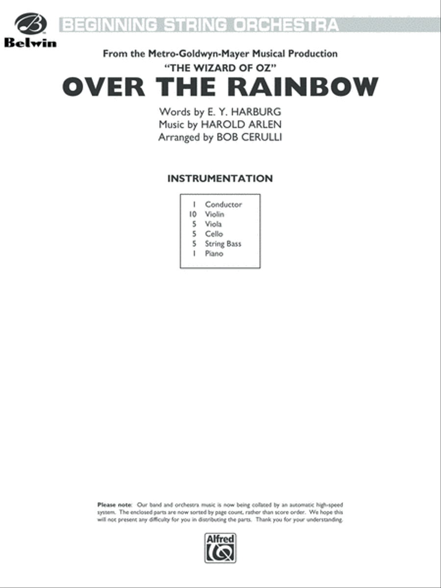 Over the Rainbow: Score String Orchestra scores gallery preview page 1