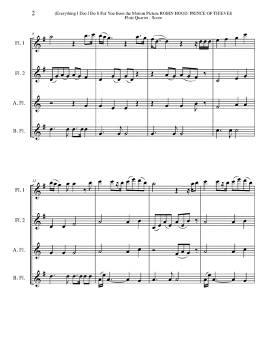 (Everything I Do) I Do It For You Woodwind Quartet scores gallery preview page 2