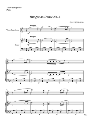 Hungarian Dance No. 5 for Tenor Sax and Piano