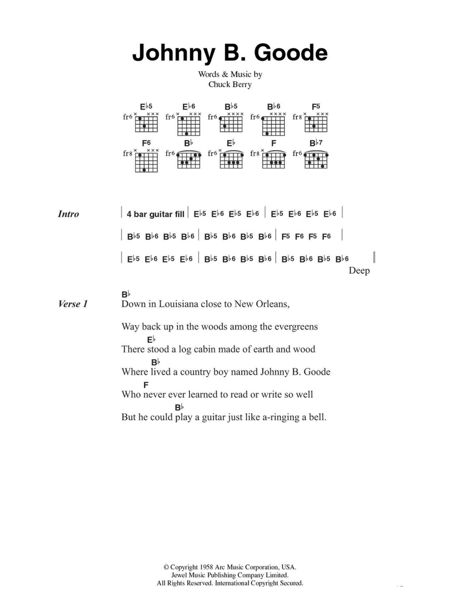 Johnny B. Goode Johnny B. Goode Easy Guitar scores gallery preview page 1