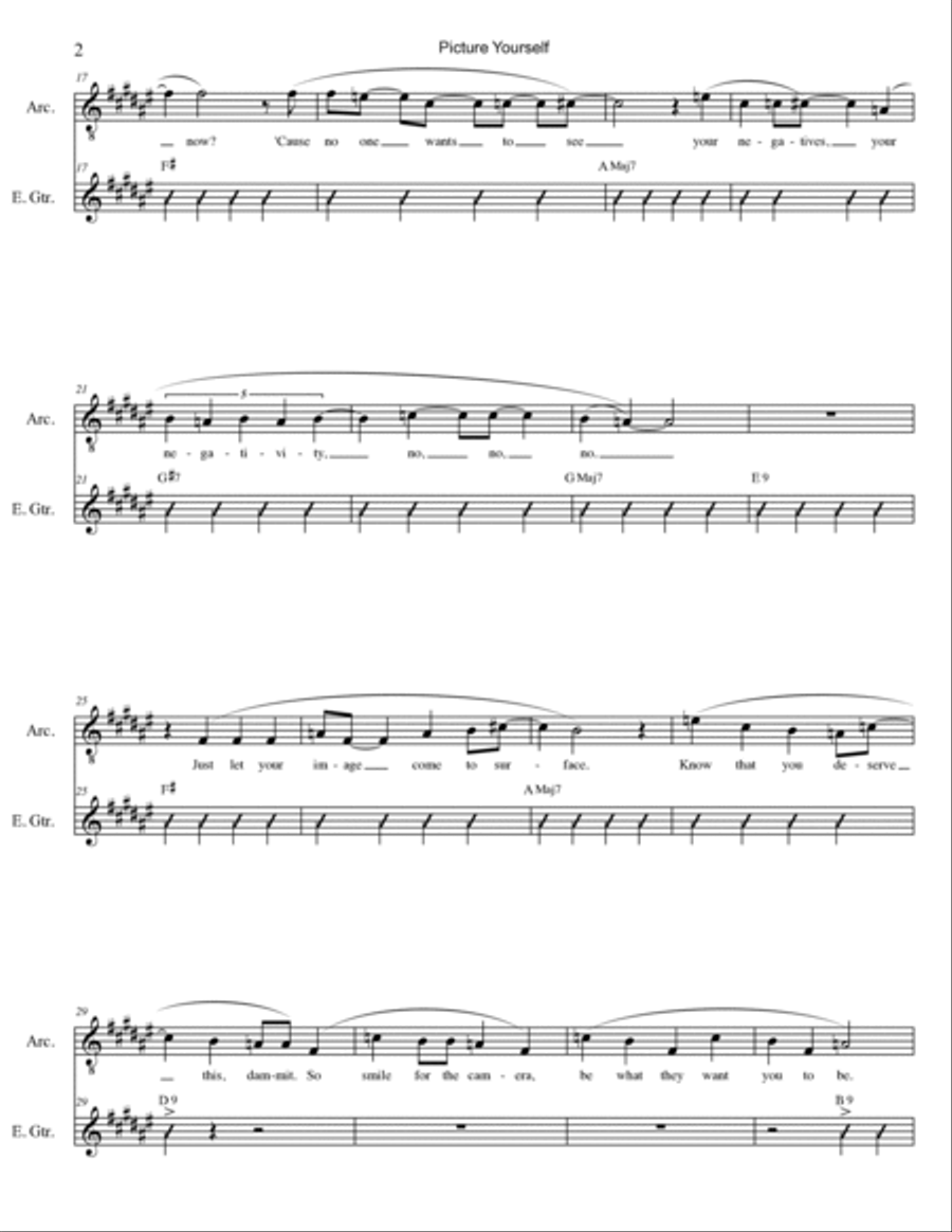 Picture Yourself Piano, Vocal, Guitar scores gallery preview page 2