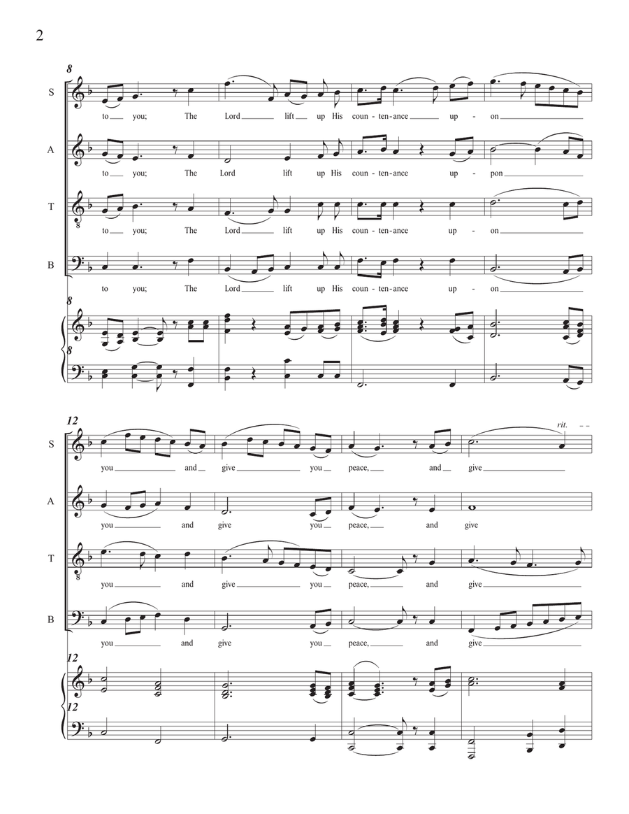THE LORD BLESS YOU AND KEEP YOU for SATB Chorus and Piano 4-Part scores gallery preview page 2