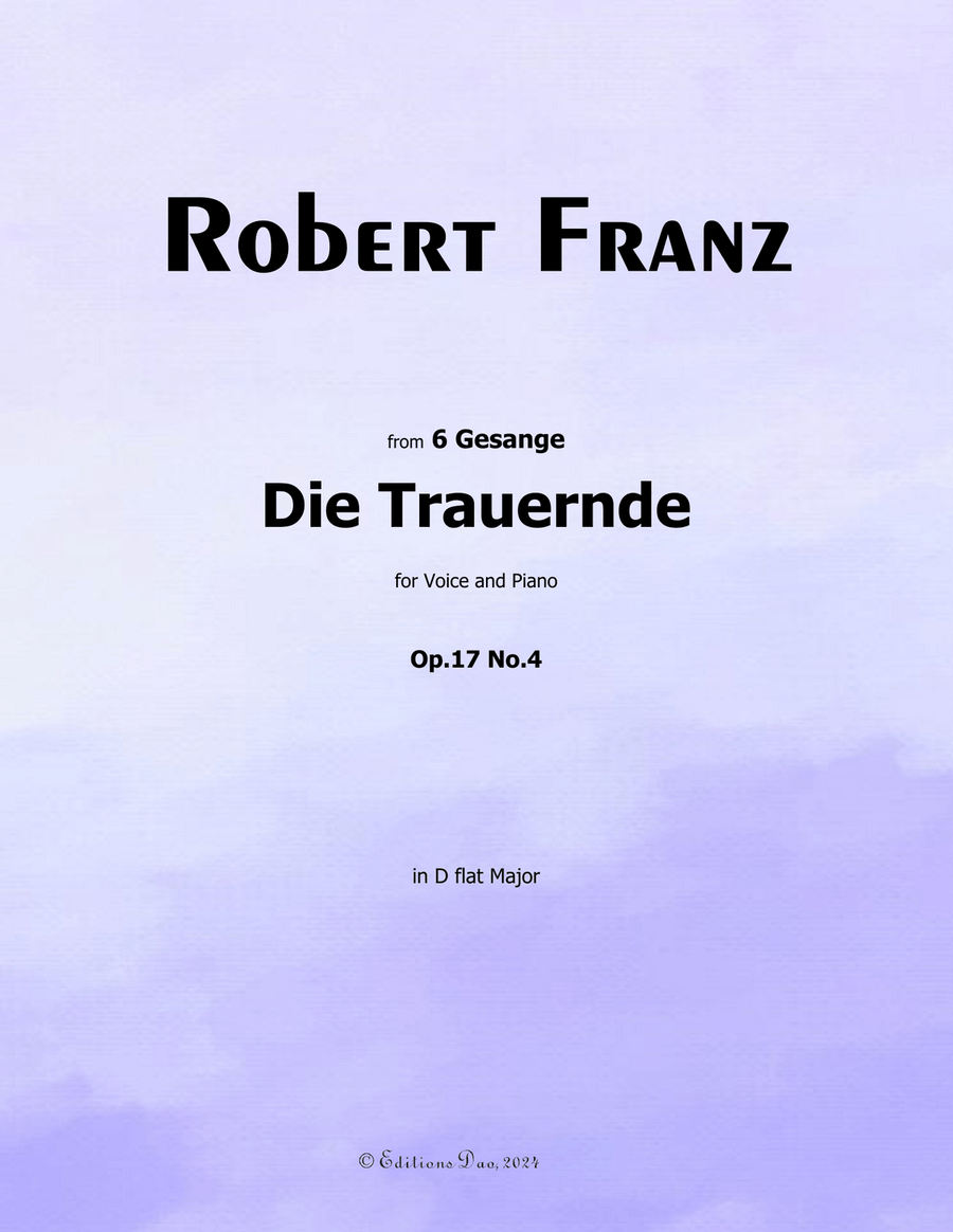 Die Trauernde, by Robert Franz, in D flat Major Voice scores gallery preview page 1