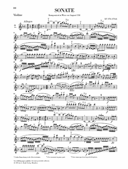 Sonatas for Piano and Violin, Volume II by Wolfgang Amadeus Mozart Violin Solo - Sheet Music