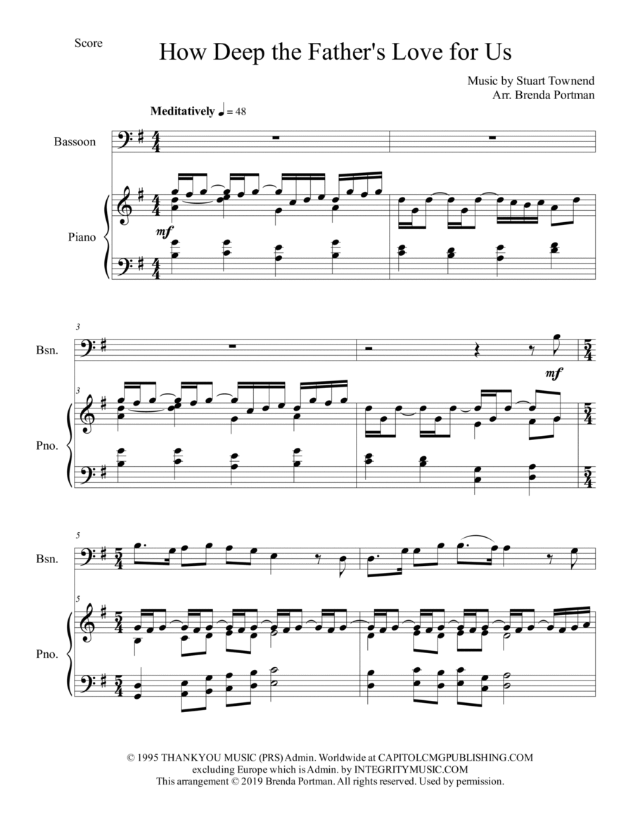 How Deep The Father's Love For Us Bassoon scores gallery preview page 1