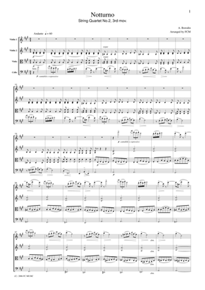 Borodin Notturno (String Quartet No.2, 3rd mvt.), for string quartet, CB501