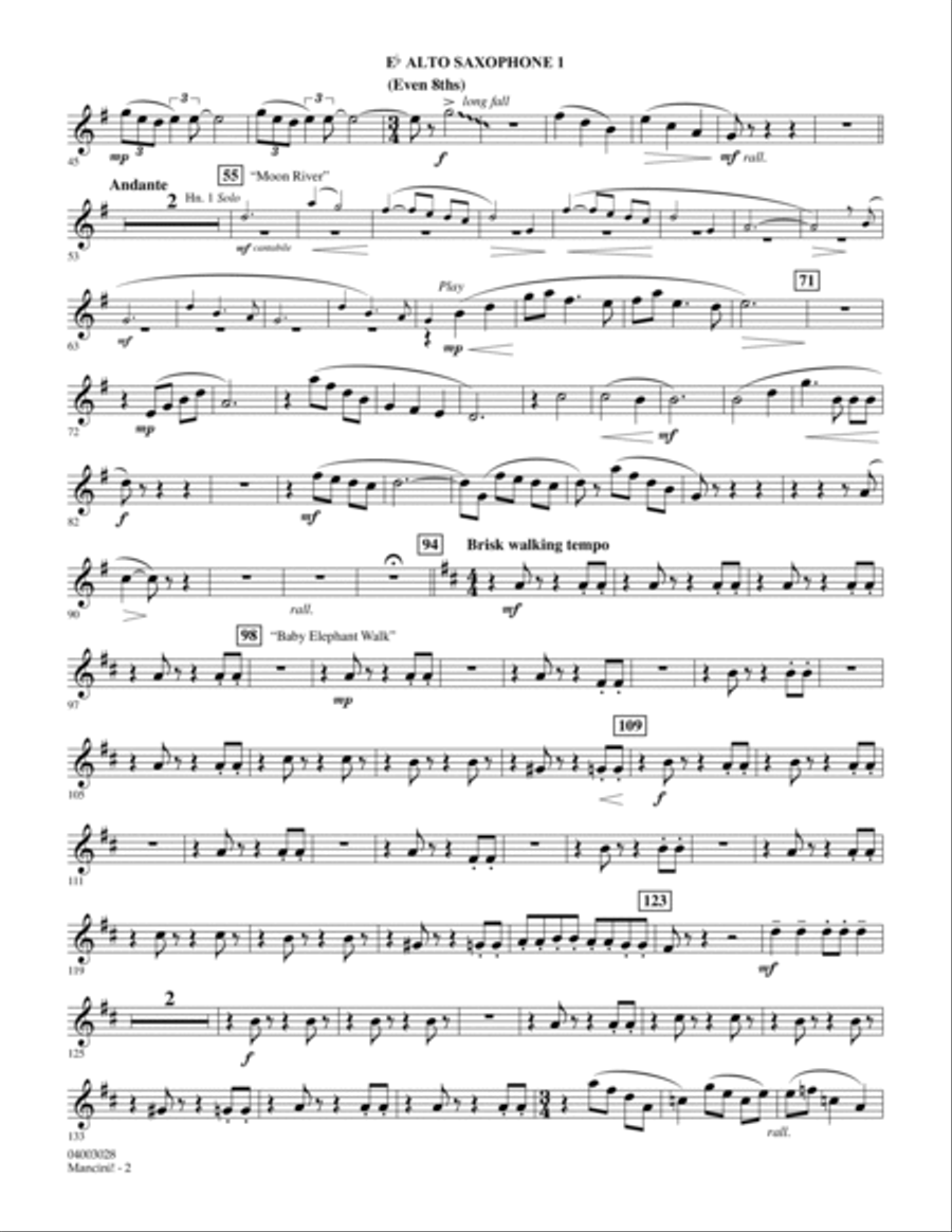 Mancini! - Eb Alto Saxophone 1 Concert Band scores gallery preview page 2