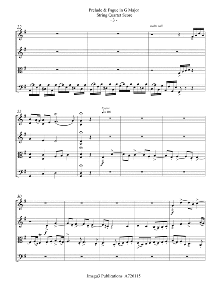 Bach: Prelude & Fugue in G Major BWV 557 for String Quartet image number null