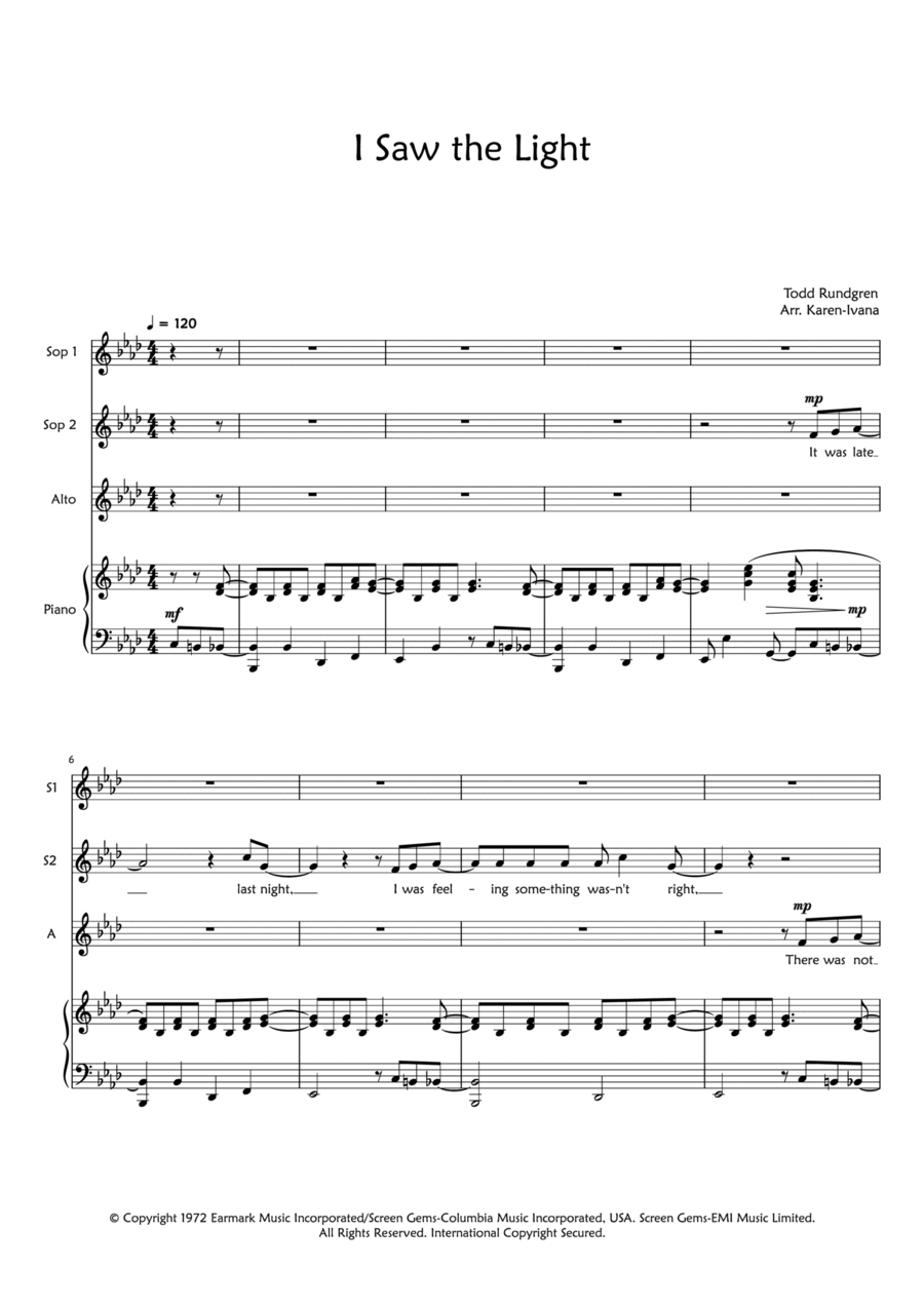 I Saw The Light SSA scores gallery preview page 1