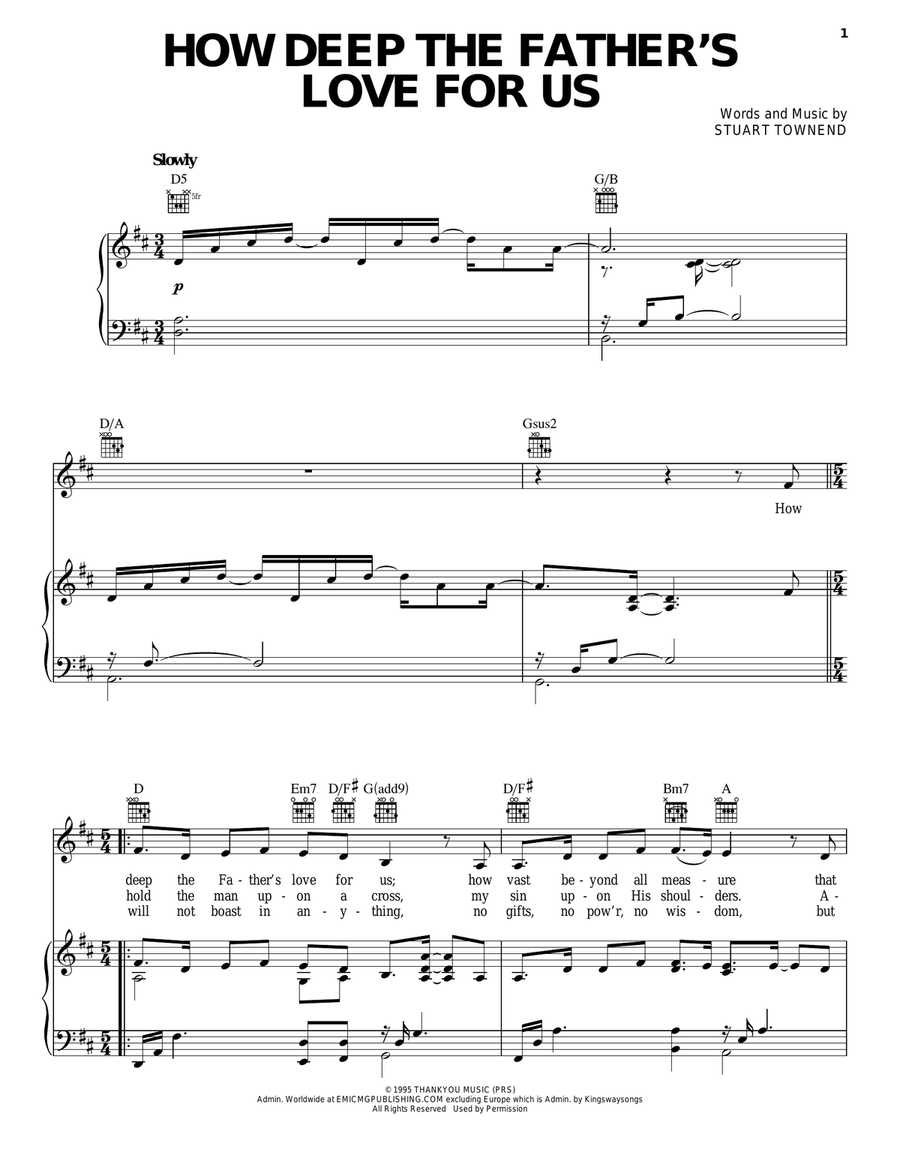 How Deep The Father's Love For Us Guitar scores gallery preview page 1