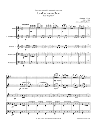 La Donna e Mobile - Flute, Clarinet, French Horn, Cello, Contrabass