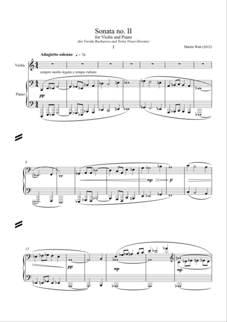 Sonata for Violin and Piano no. II Violin Solo scores gallery preview page 3