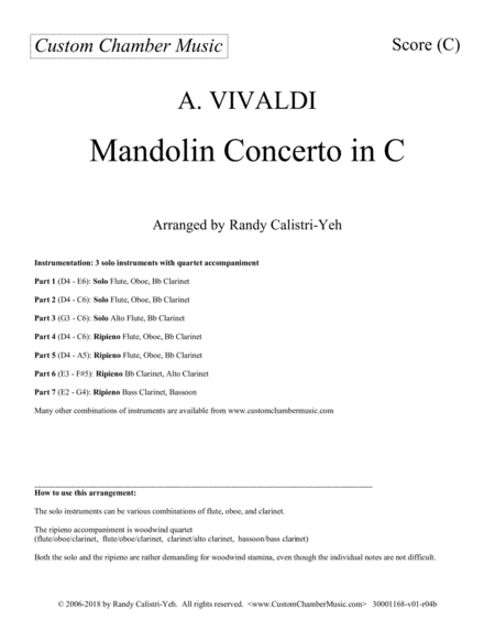 Vivaldi Mandolin Concerto (3 solo woodwinds with woodwind quartet) image number null