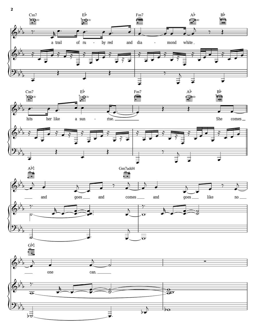 Neon Piano, Vocal, Guitar scores gallery preview page 2