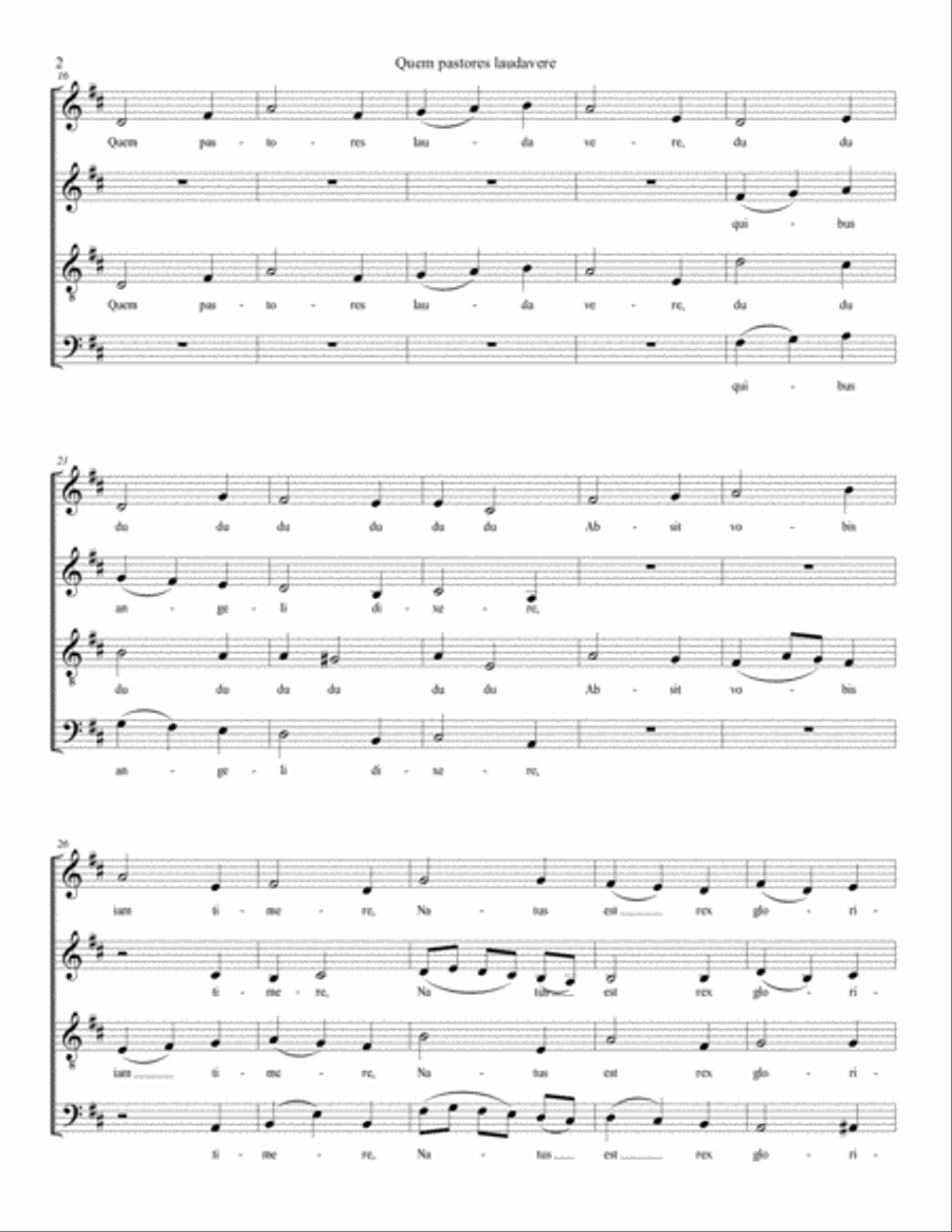 Quem pastores laudavere Quem pastores laudavere 4-Part scores gallery preview page 2
