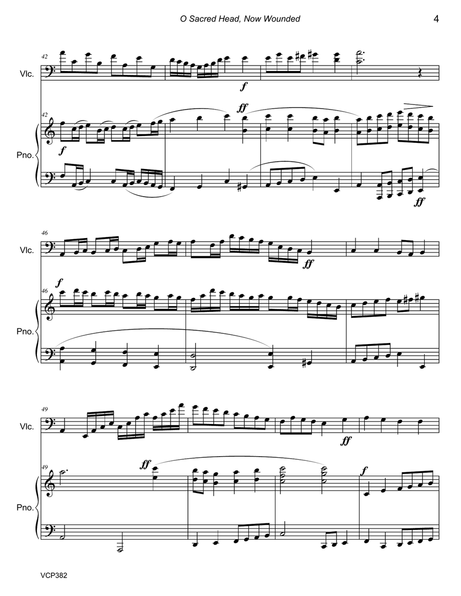 O SACRED HEAD NOW WOUNDED - CELLO SOLO with Piano Accompaniment O SACRED HEAD NOW WOUNDED - CELLO SOLO with Piano Accompaniment Piano scores gallery preview page 4