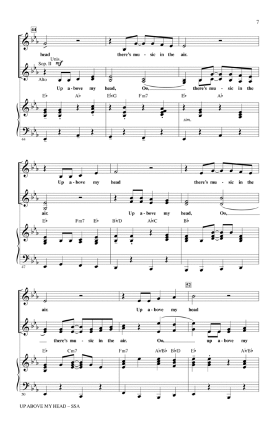 Up Above My Head (There's Music In The Air) SSA scores gallery preview page 6