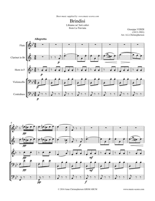 Libiamo ne lieti calici - Brindisi from La Traviata - Flute, Clarinet, French Horn, Cello and Bassoo