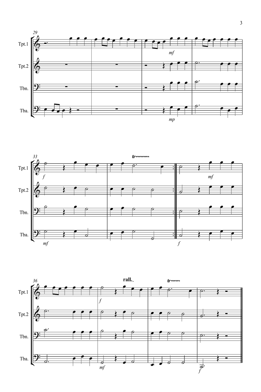 Hornpipe from Handel's Water Music for Brass Quartet Brass Quartet scores gallery preview page 3
