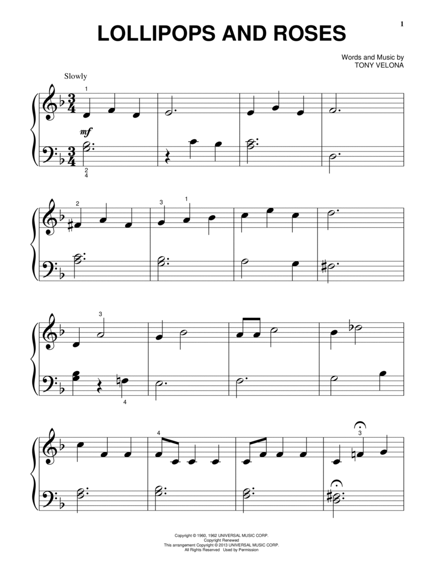 Lollipops And Roses Easy Piano scores gallery preview page 1