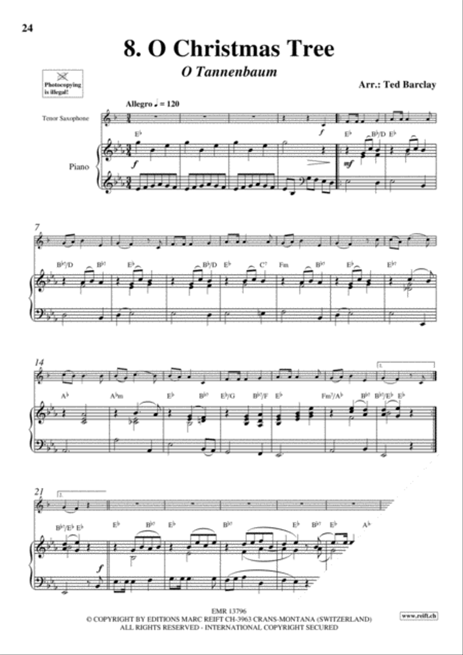 10 Easy Christmas Solos Tenor Saxophone scores gallery preview page 10