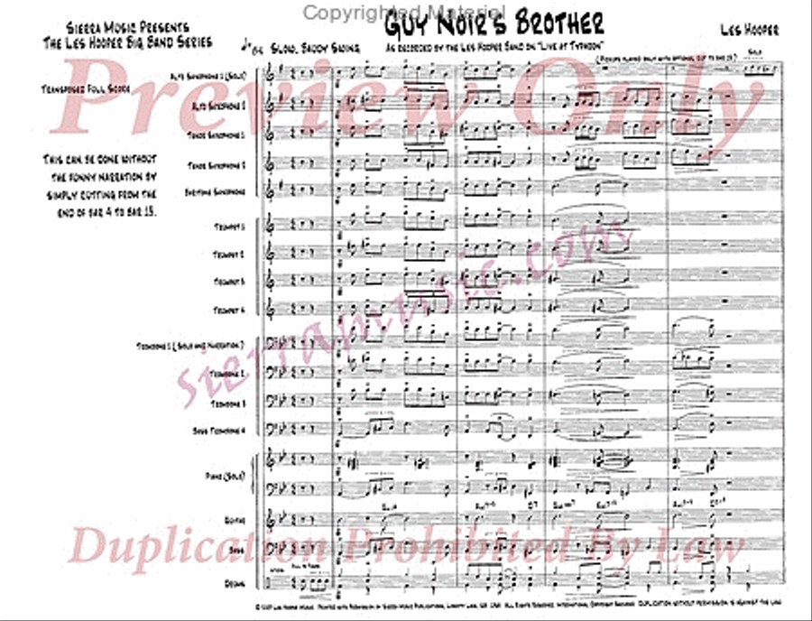 Guy Noir's Brother Guy Noir's Brother Jazz Ensemble scores gallery preview page 2
