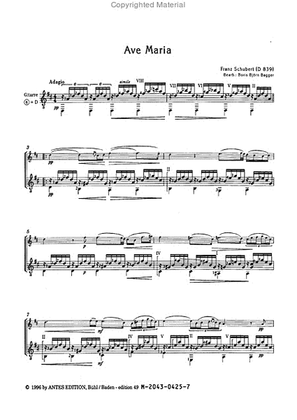 Ave Maria fur Flote/Violine (Violoncello) und Gitarre