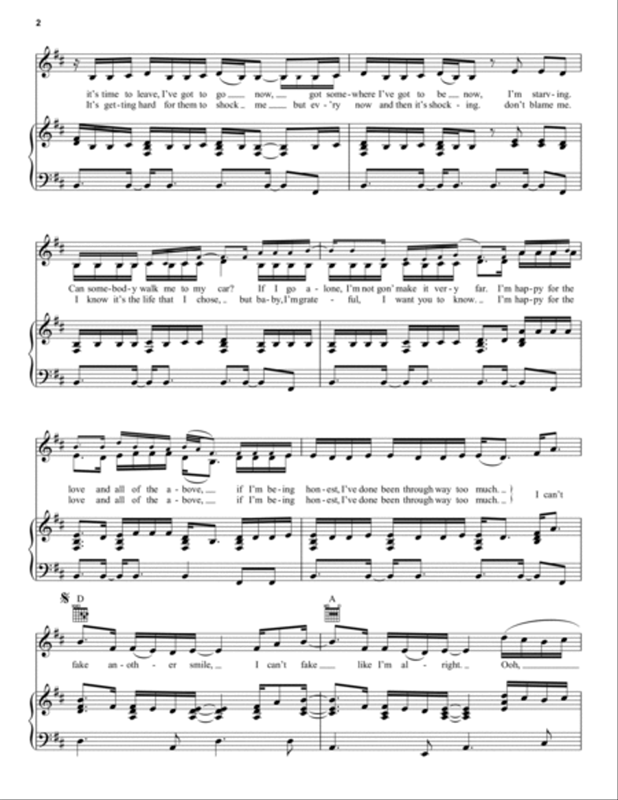Fake Smile Piano, Vocal, Guitar scores gallery preview page 2