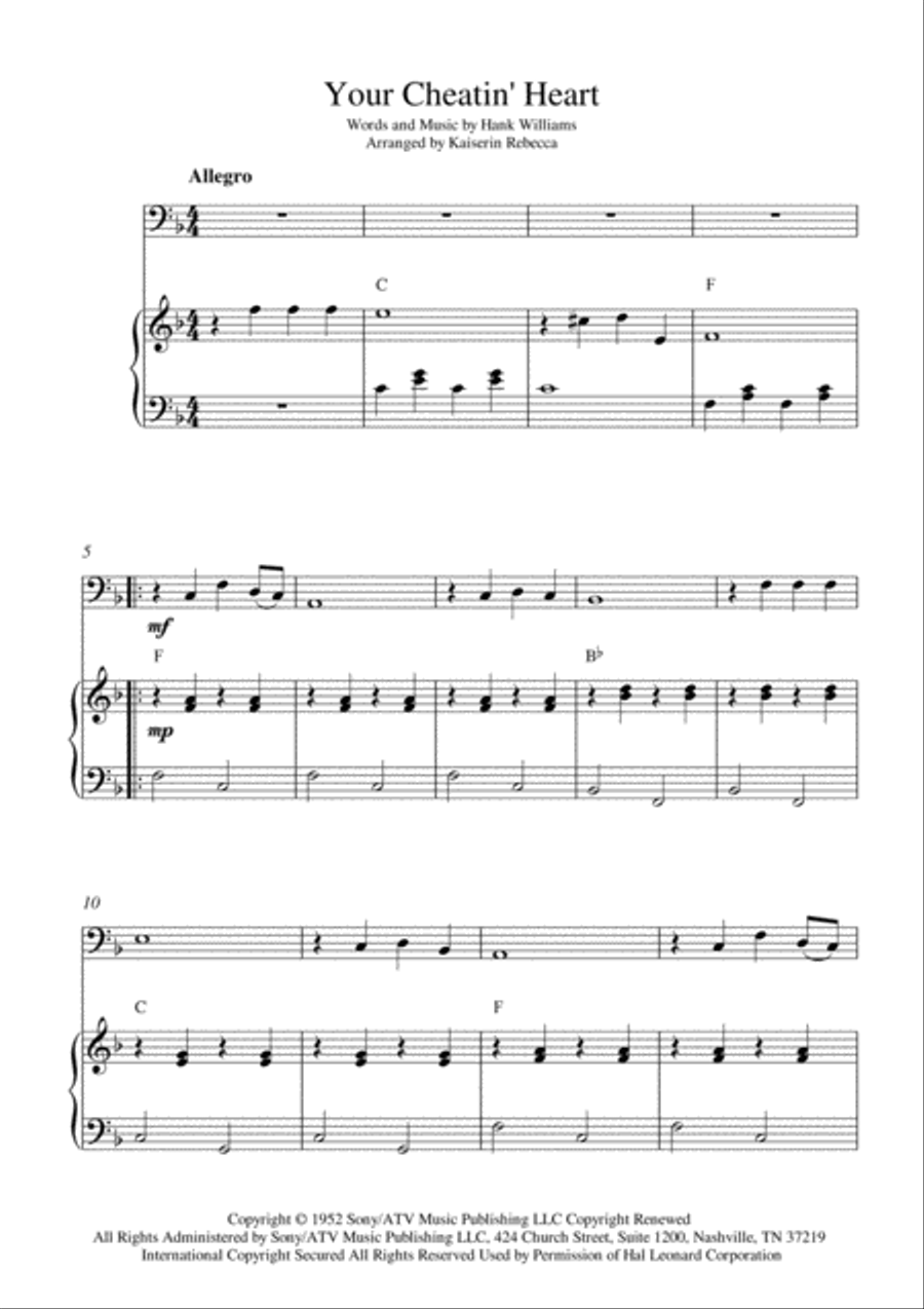 Your Cheatin' Heart Your Cheatin' Heart Bassoon scores gallery preview page 1