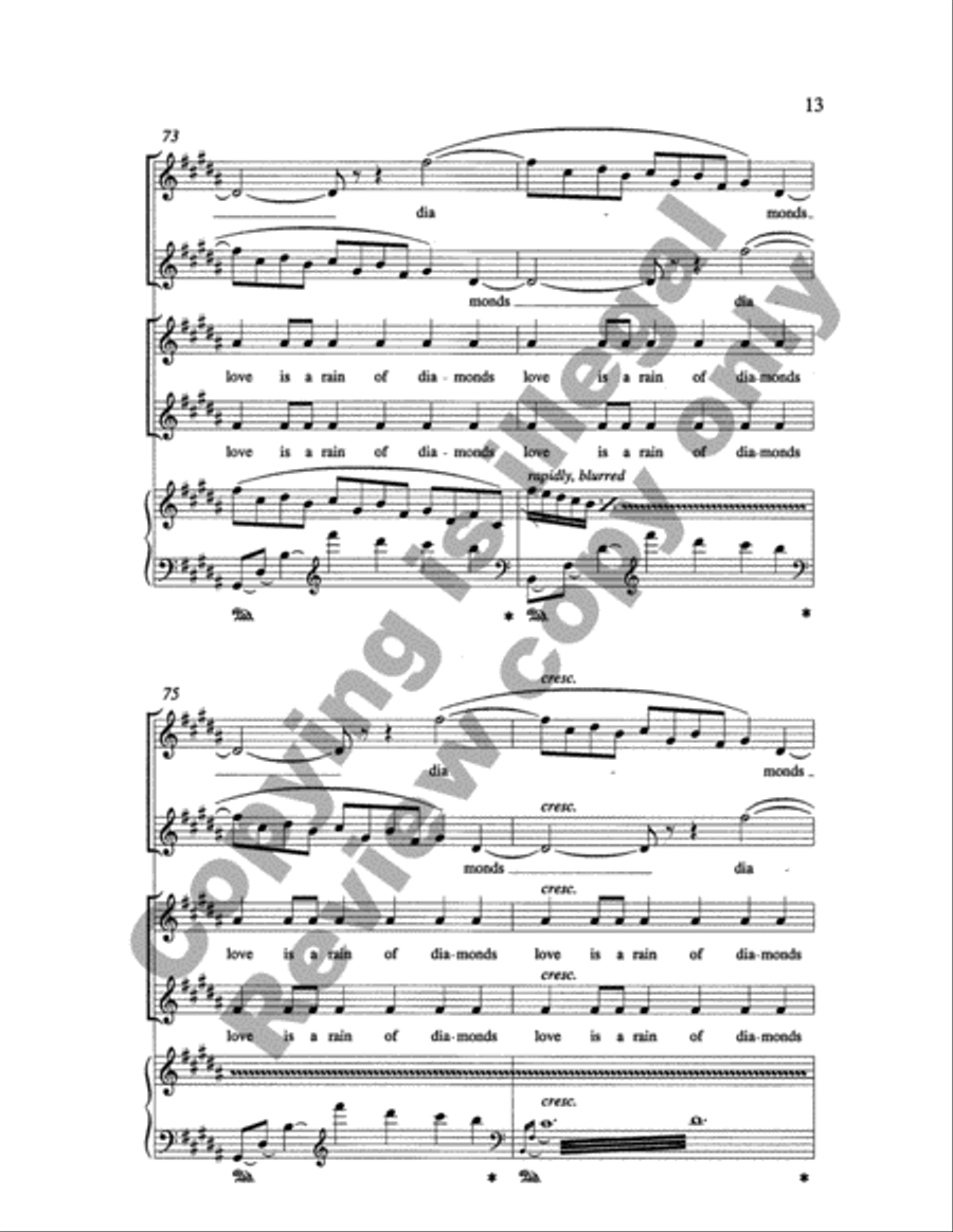 Songs for Women's Voices: 4. Love Is a Rain of Diamonds (Choral Score)