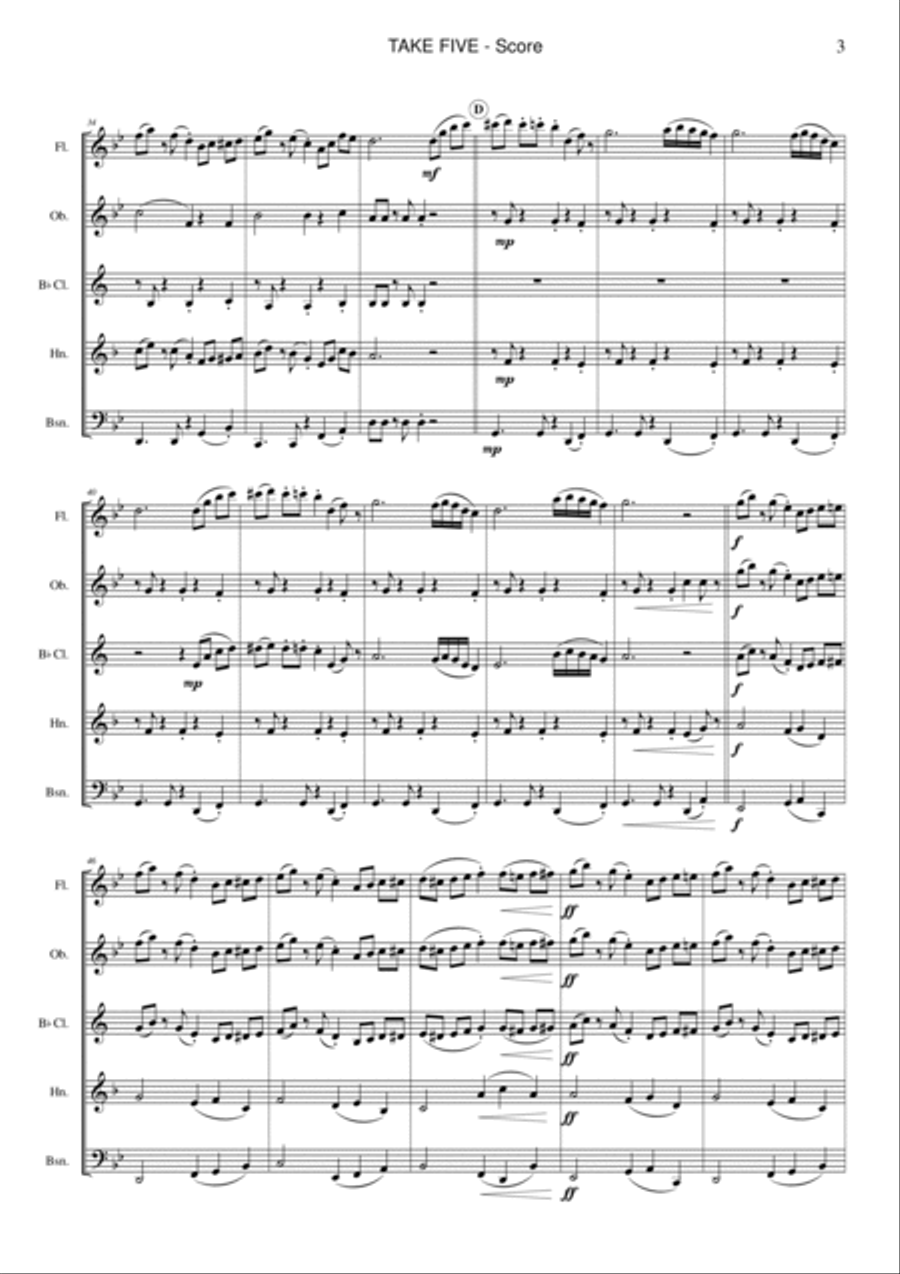 Take Five Woodwind Quintet scores gallery preview page 3