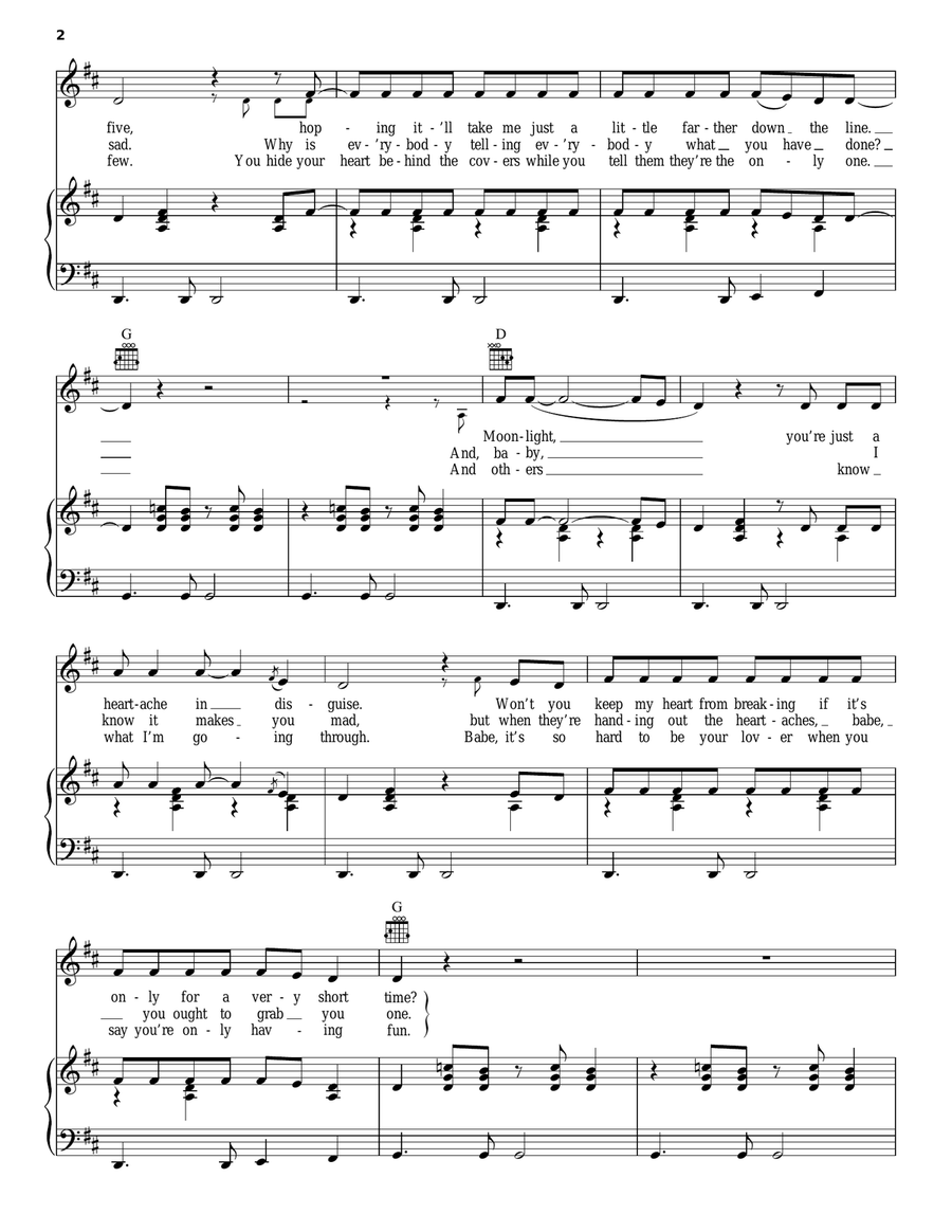 Queen Of Hearts Piano, Vocal, Guitar scores gallery preview page 2